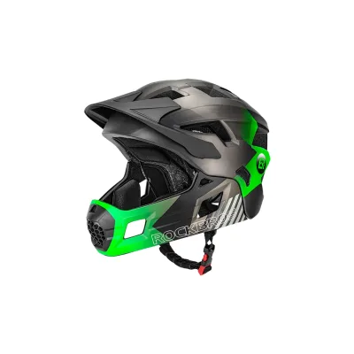Rockbros Kinderfahrradhelm 2 in 1 mit abnehmbarem Kinnschutz 12 Lüftungen S Grün