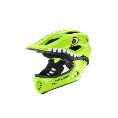 Rockbros TT-32004 Shark Kinder Fahrradhelm mit Kinnschutz Größe M Grün