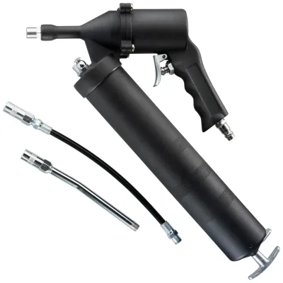 Rodcraft Druckluft-Fettpresse RC8132, für Kartuschen 215 x 50 mm (400 ml), Beutel oder Direktbefüllung über Schmiermitteltank, hubabhängige Fettzufuhr