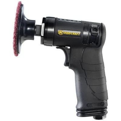 Rodcraft Werkzeug-Set RC7681K: Druckluft-Poliermaschine RC7681 und viel Zubehör, 50 mm und 75 mm Schleifpads, Drehzahl 15000 U/min, 150 W,