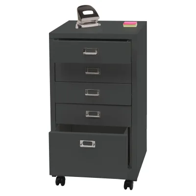 Rollcontainer MCW-L49, Schubladenschrank Stahlschrank Aktenschrank, Metall 75x40x41cm 5 Schubladen ~ dunkelgrau