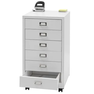 Rollcontainer MCW-L49, Schubladenschrank Stahlschrank Aktenschrank, Metall 75x40x41cm 6 Schubladen ~ weiß