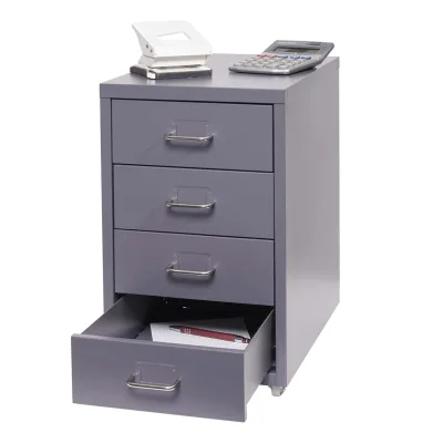 Rollcontainer Preston T851, Schubladenschrank Stahlschrank Büroschrank, 48x28x41cm 4 Schubladen ~ dunkelgrau