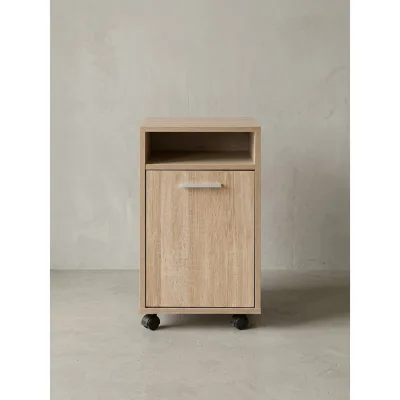 Rollcontainer Schubladen Tür Ablage Mit Rollen, Sonoma 33x38x60 cm