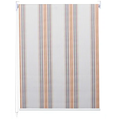 Rollo MCW-D52, Fensterrollo Seitenzugrollo Jalousie, Sonnenschutz Verdunkelung blickdicht 100x230cm ~ grau/braun/orange