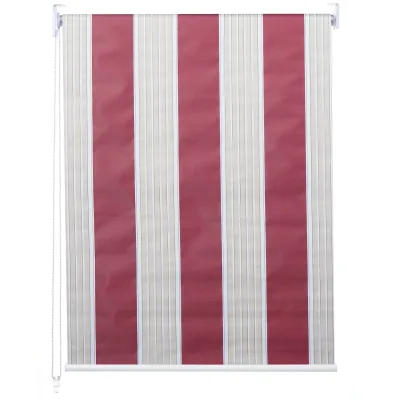 Rollo MCW-D52, Fensterrollo Seitenzugrollo Jalousie, Sonnenschutz Verdunkelung blickdicht 100x230cm ~ rot/weiß/beige