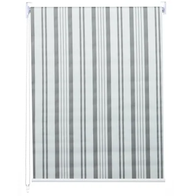 Rollo MCW-D52, Fensterrollo Seitenzugrollo Jalousie, Sonnenschutz Verdunkelung blickdicht 110x160cm ~ grau/weiß