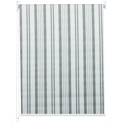 Rollo MCW-D52, Fensterrollo Seitenzugrollo Jalousie, Sonnenschutz Verdunkelung blickdicht 120x160cm ~ grau/weiß