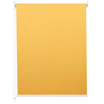 Rollo MCW-D52, Fensterrollo Seitenzugrollo Jalousie, Sonnenschutz Verdunkelung blickdicht 70x160cm ~ gelb