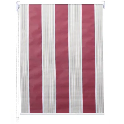 Rollo MCW-D52, Fensterrollo Seitenzugrollo Jalousie, Sonnenschutz Verdunkelung blickdicht 70x230cm ~ rot/weiß/beige
