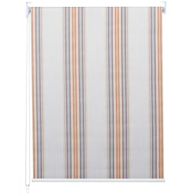 Rollo MCW-D52, Fensterrollo Seitenzugrollo Jalousie, Sonnenschutz Verdunkelung blickdicht 80x230cm ~ grau/braun/orange