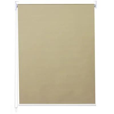 Rollo MCW-D52, Fensterrollo Seitenzugrollo Jalousie, Sonnenschutz Verdunkelung blickdicht 90x230cm ~ beige
