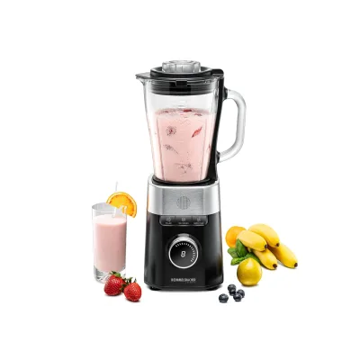 ROMMELSBACHER MX 1260 Standmixer (1.200 Watt, 1,5 Liter Glaskrug, 8 Stufen und Pulse-Funktion, 2 Automatik Programme ?Ice Crush? &; ?Smoothie?, großer Bedienknebel und LED-Anzeige, 6-flügeliges Edelstahlmesser, Edelstahl/Schwarz/Glas)