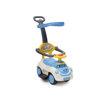 Rutschauto SMILE 3 in 1, Schubstange, Sonnendach, Fußstützen, Sicherheitsbügel blau