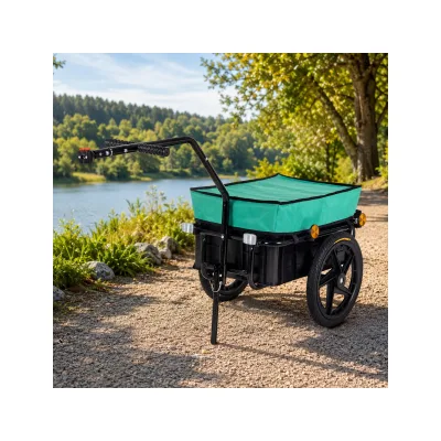 SAMAX Lastenanhänger / Fahrradanhänger für 60 Kg / 70 Liter mit Kupplung in Grün