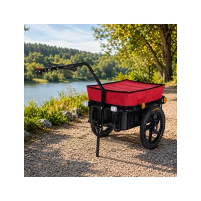 SAMAX Lastenanhänger / Fahrradanhänger für 60 Kg / 70 Liter mit Kupplung in Rot
