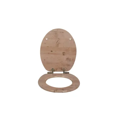 sanicomfort WC Sitz Wood light , MDF Holzkern, mit Absenkautomatik, Toilettensitz mit Klodecken, Klobrille und Deckel, verchromte Metallscharniere, einfache Montage