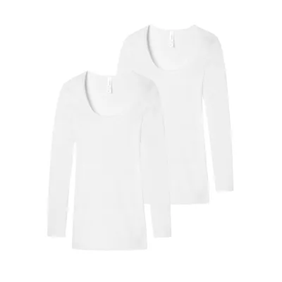 Schiesser Damen Longsleeve Feinripp - Luxury 2er Pack