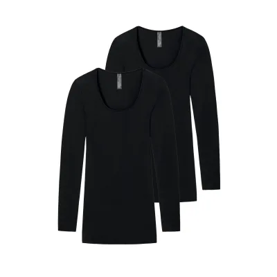 Schiesser Damen Longsleeve Feinripp - Luxury 2er Pack