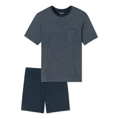 Schiesser Herren Pyjama Schlafanzug kurz - Comfort Essentials 1er Pack