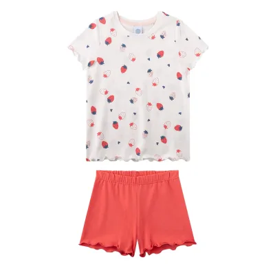 Schlafanzug Erdbeeren Pyjama Kids Mädchen Pyjama