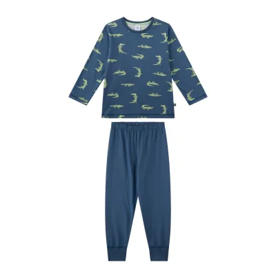Schlafanzug Krokodil lang Kids Jungen Pyjama