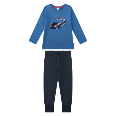 Schlafanzug Polizei lang Jungen Pyjama
