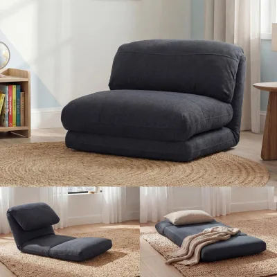 Schlafsessel MCW-E68, Schlafsofa Funktionssessel Klappsessel Relaxsessel, Stoff/Textil ~ dunkelgrau