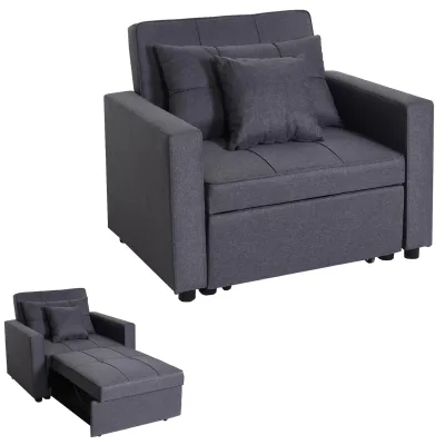 Schlafsessel MCW-L90, Klappsessel Schlafsofa Gästebett Relaxsessel, Liegefläche 197x103cm Stoff/Textil ~ dunkelgrau