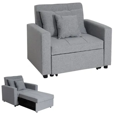 Schlafsessel MCW-L90, Klappsessel Schlafsofa Gästebett Relaxsessel, Liegefläche 197x103cm Stoff/Textil ~ hellgrau
