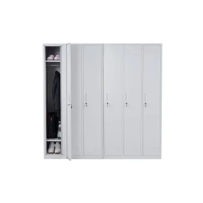 Schließfach Preston T829, Spind Wertfachschrank Schließfachschrank, Metall 6 Fächer ~ grau