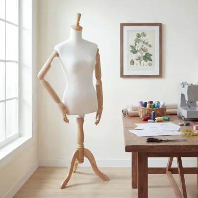 Schneiderpuppe MCW-Q23, mit Armen/Händen beweglich Schaufensterpuppe Torso weiblich, Kunststoff Holz MVG-zertifiziert