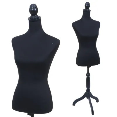 Schneiderpuppe MCW-Q24, Schaufensterpuppe Torso weiblich, Schaumstoff, abnehmbarer Bezug, MVG-zertifiziert ~ schwarz