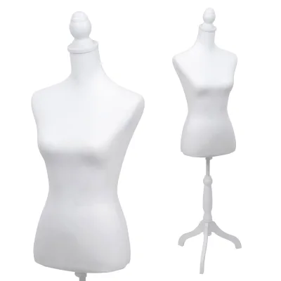 Schneiderpuppe MCW-Q24, Schaufensterpuppe Torso weiblich, Schaumstoff, abnehmbarer Bezug, MVG-zertifiziert ~ weiß