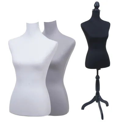 Schneiderpuppe mit 3 Bezügen MCW-Q24, Schaufensterpuppe Torso weiblich, Schaumstoff, abnehmbarer Bezug, MVG-zertifiziert