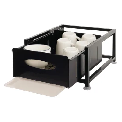 Schrankschublade MCW-N51 mit Tablett, Küchen-/Geschirrablage Schrankauszug ausziehbar, Metall 19x34x42cm ~ schwarz