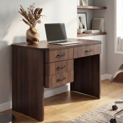 Schreibtisch MCW-P42, Bürotisch Computertisch, 4 Schubladen MDF 78x110x60cm ~ Walnuss-Optik