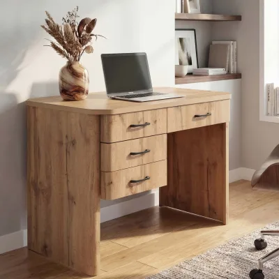 Schreibtisch MCW-P42, Bürotisch Computertisch, 4 Schubladen MDF 78x110x60cm ~ Wotan-Eiche-Optik