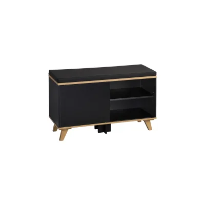 Schuhschrank mit Sitzkissen, schwarz