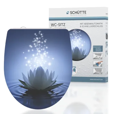 Schütte Duroplast HG WC Sitz WATER LILY, Hochglänzend mit Absenkautomatik und Schnellverschluss