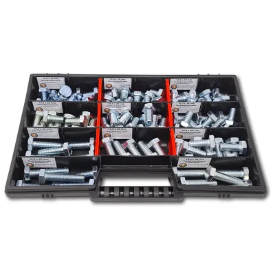 Sechskantschrauben Sortiment M10 // 12mm-45mm  90 tlg. Schraubenbox DIN 933 Vollgewindeschrauben Maschinenschrauben Gewindeschrauben Sechskantschrauben