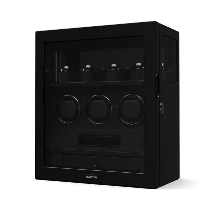 SecureTouch Uhrenbeweger   3+4 Uhren   Mabuchi Motor   Klavierlack   41 Modi   Schloss   LEDs Schwarz
