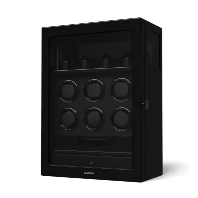 SecureTouch Uhrenbeweger   6+4 Uhren   Mabuchi Motor   Klavierlack   41 Modi   Schloss   LEDs Schwarz