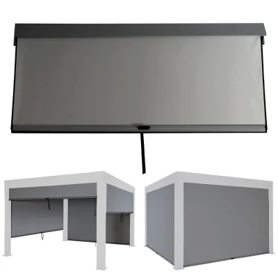 Seitenwand für Pergola MCW-L46, Pavillon Rollo Ersatzseitenwand, Stoff/Textil sturmfest 3x4m ~ anthrazit