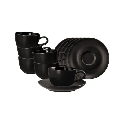 Seltmann Weiden Espressotassen mit Untertassen Liberty Velvet Black 100 ml 6er Set