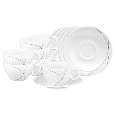 Seltmann Weiden Frühstückstassen mit Untertassen Trio Highline 390 ml 6er Set