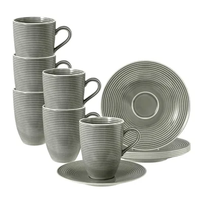 Seltmann Weiden Henkelbecher mit Untertassen Beat Color Glaze 350 ml 6er Set