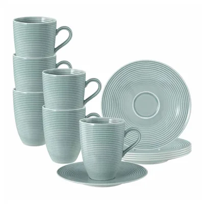 Seltmann Weiden Henkelbecher mit Untertassen Beat Color Glaze 350 ml 6er Set