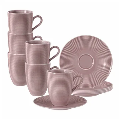 Seltmann Weiden Henkelbecher mit Untertassen Beat Color Glaze 350 ml 6er Set