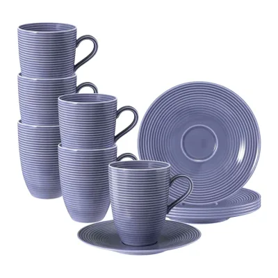 Seltmann Weiden Henkelbecher mit Untertassen Beat Color Glaze 350 ml 6er Set